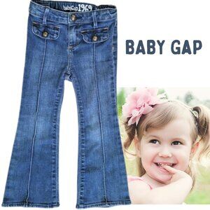 BABY GAP 1969 Adjustable Waist Favorite Flare Blue Jeans - Toddler Girl's 3